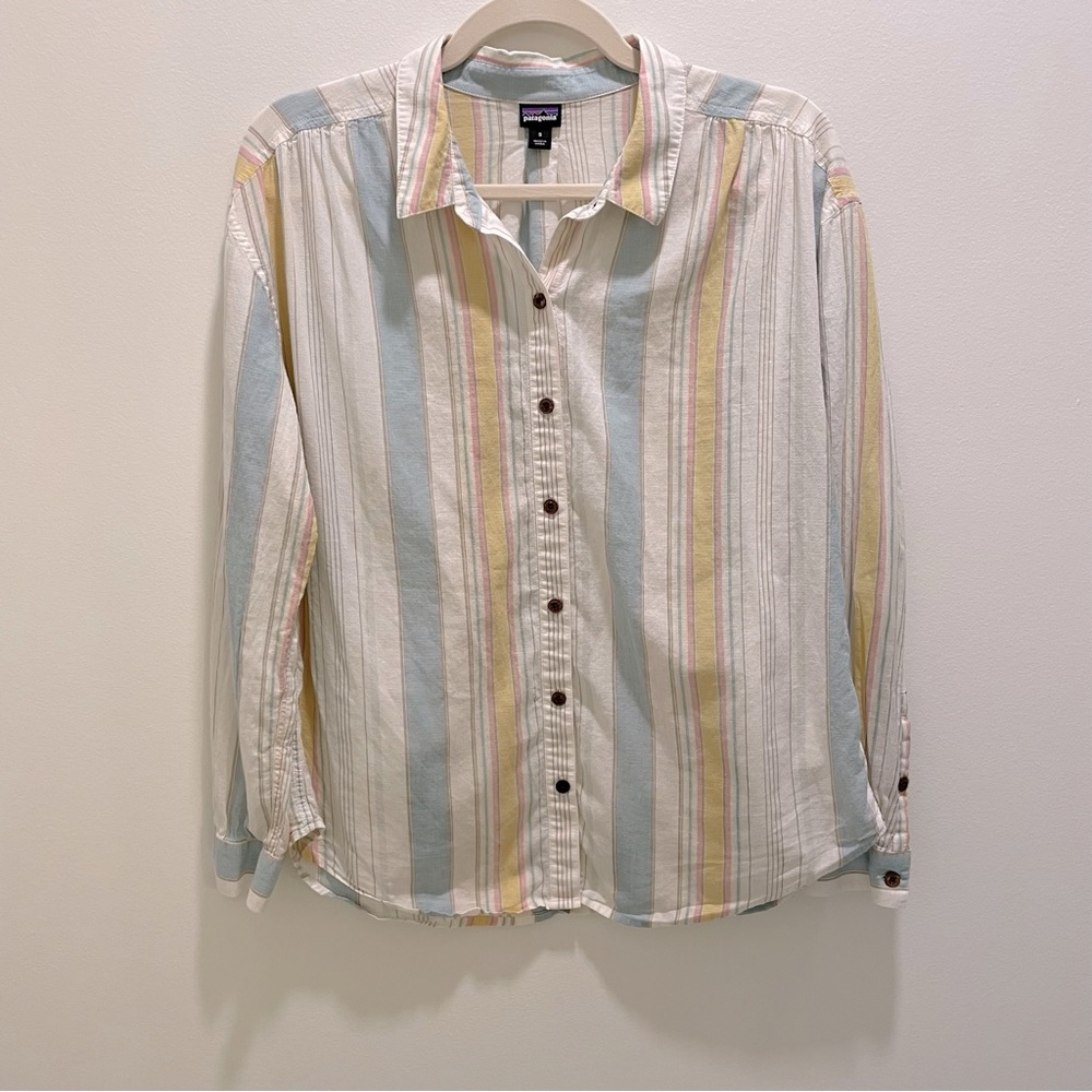 Patagonia Lightweight A/C Cotton Hemp Stripe Button-Up Size Small